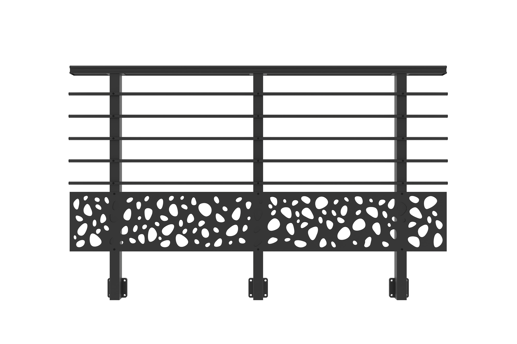 Balustradă din aluminiu gri antracit, 190 cm, pentru montare pe perete cu accesorii - model cu pietricele KORAB SUNNY main_image