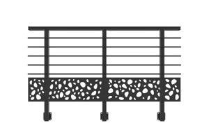 Balustradă din aluminiu gri antracit, 190 cm, pentru montare pe perete cu accesorii - model cu pietricele KORAB SUNNY main image