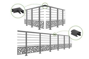 Balustradă din aluminiu gri antracit, 190 cm, pentru montare pe podea cu accesorii - model cu pietricele KORAB SUNNY 6