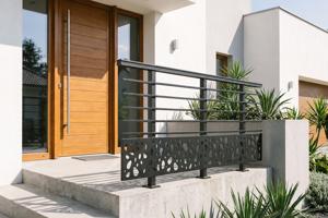 Balustradă din aluminiu gri antracit, 190 cm, pentru montare pe podea cu accesorii - model cu pietricele KORAB SUNNY 2