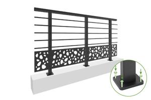 Balustradă din aluminiu gri antracit, 190 cm, pentru montare pe podea cu accesorii - model cu pietricele KORAB SUNNY 4