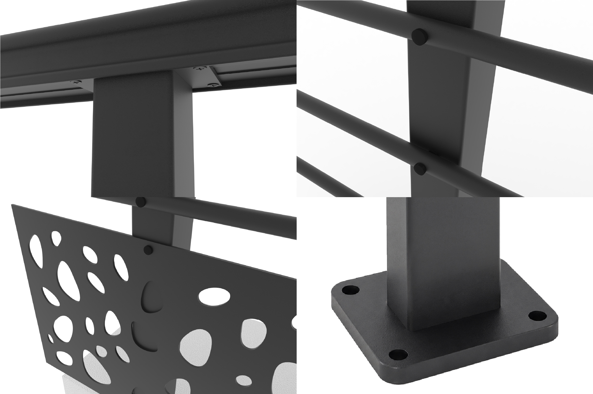 Balustradă din aluminiu gri antracit, 190 cm, pentru montare pe podea cu accesorii - model cu pietricele KORAB SUNNY 9