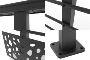 Balustradă din aluminiu gri antracit, 190 cm, pentru montare pe podea cu accesorii - model cu pietricele KORAB SUNNY 9