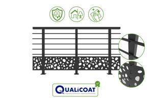 Balustradă din aluminiu gri antracit, 190 cm, pentru montare pe podea cu accesorii - model cu pietricele KORAB SUNNY 8