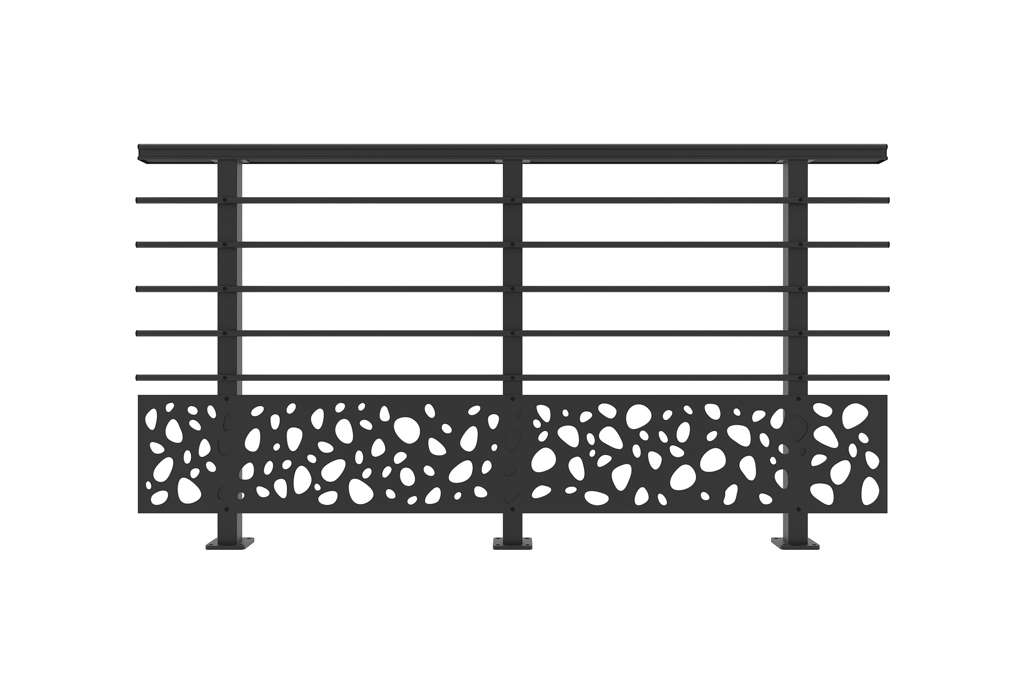 Balustradă din aluminiu gri antracit, 190 cm, pentru montare pe podea cu accesorii - model cu pietricele KORAB SUNNY main_image