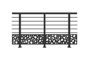 Balustradă din aluminiu gri antracit, 190 cm, pentru montare pe podea cu accesorii - model cu pietricele KORAB SUNNY main image