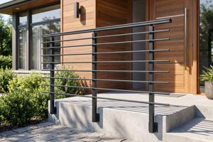 Balustradă din aluminiu gri antracit, 190 cm, pentru montare pe perete cu accesorii - KORAB 2
