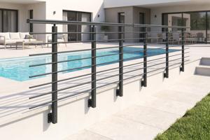 Balustradă din aluminiu gri antracit, 190 cm, pentru montare pe perete cu accesorii - KORAB 8
