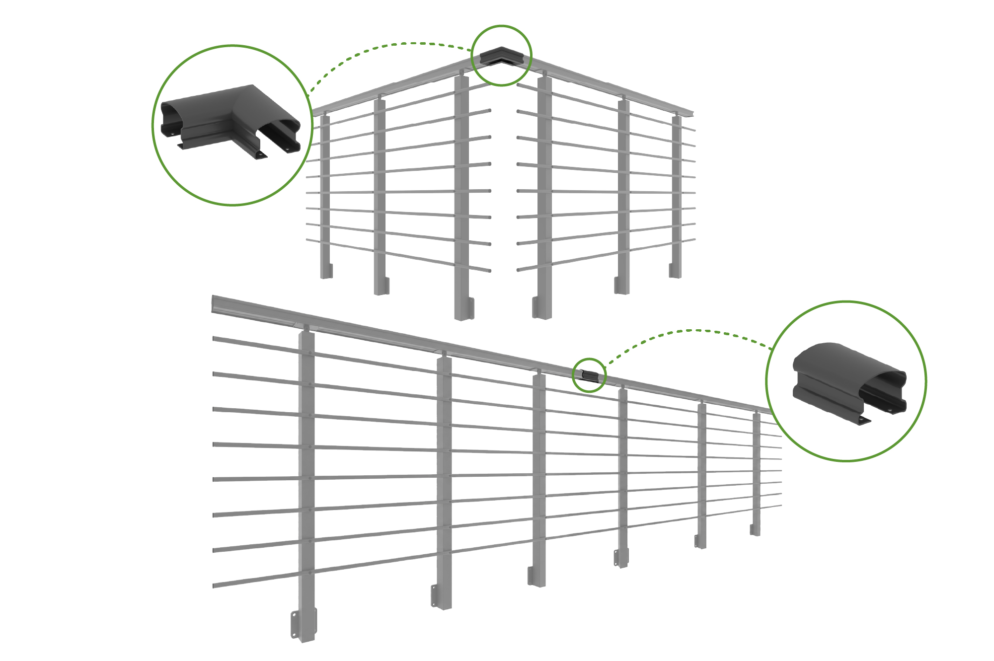 Balustradă din aluminiu gri antracit, 190 cm, pentru montare pe perete cu accesorii - KORAB 7