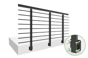 Balustradă din aluminiu gri antracit, 190 cm, pentru montare pe perete cu accesorii - KORAB 4