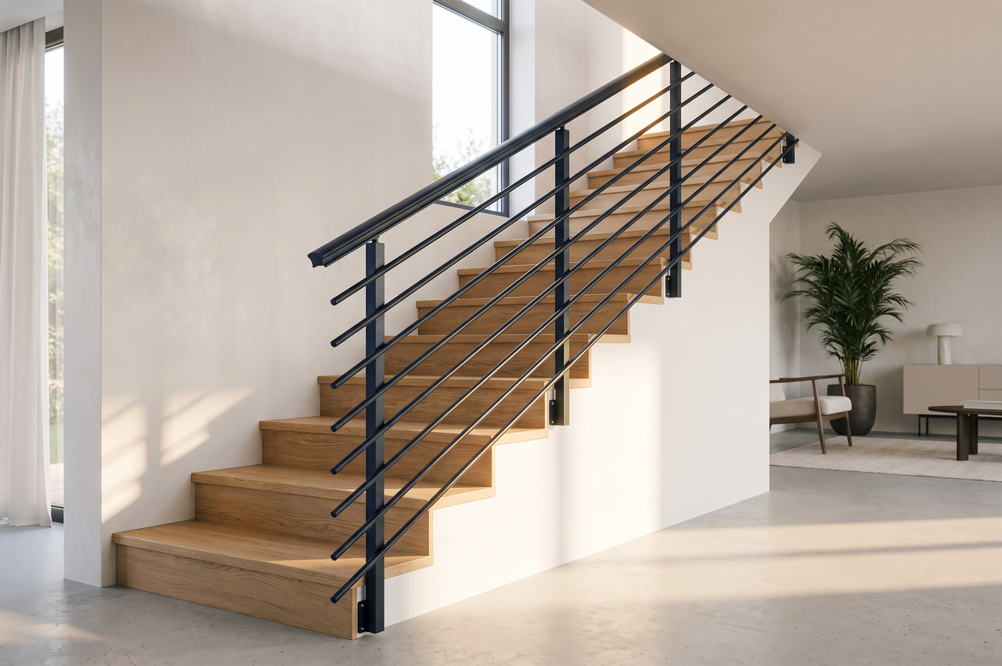 Balustradă din aluminiu gri antracit, 190 cm, pentru montare pe perete cu accesorii - KORAB 6