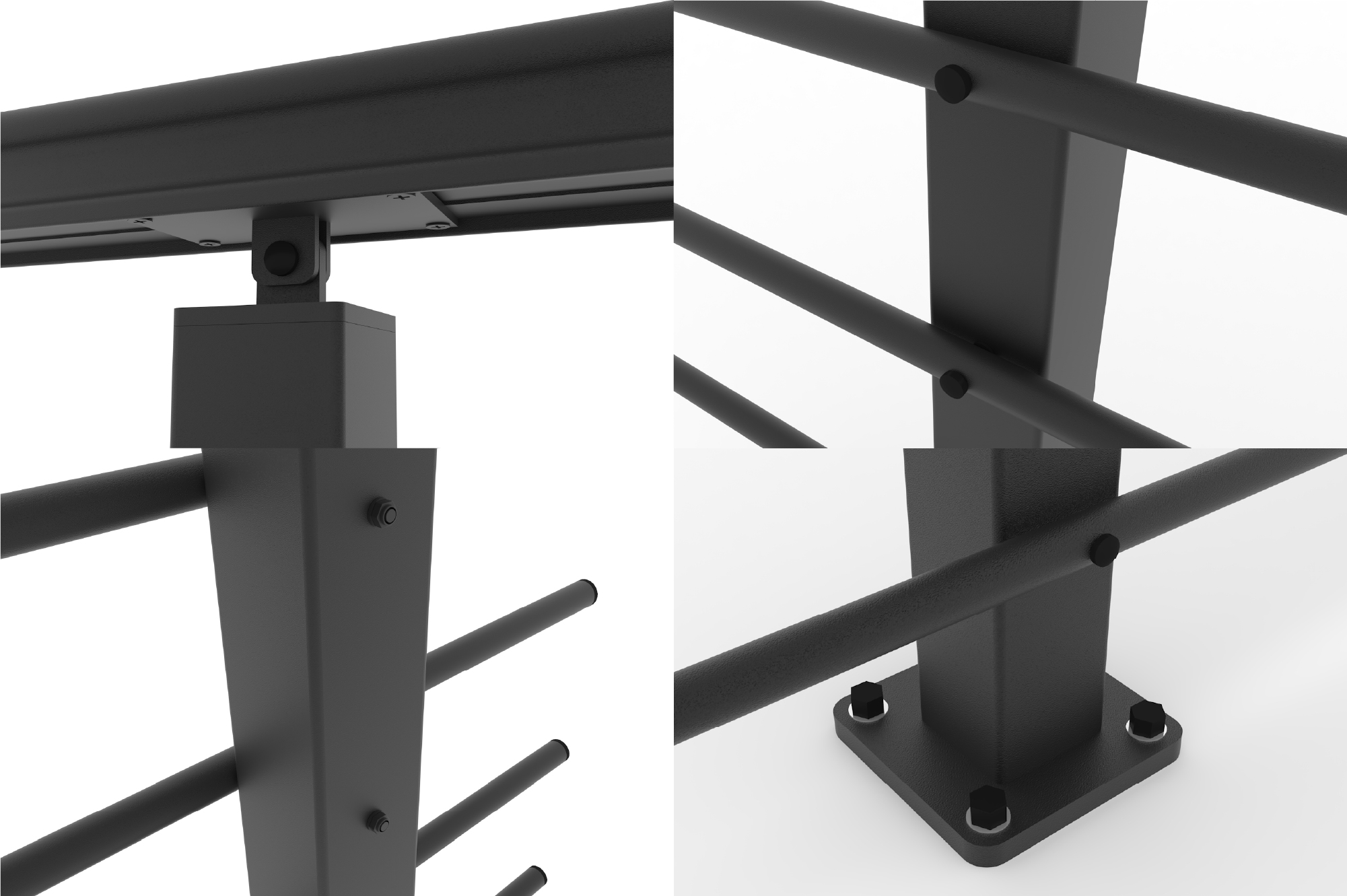 Balustradă din aluminiu gri antracit, 190 cm, pentru montare pe podea cu accesorii - KORAB 10