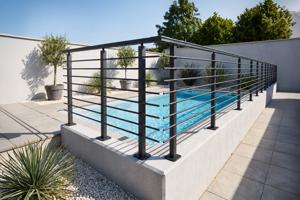 Balustradă din aluminiu gri antracit, 190 cm, pentru montare pe podea cu accesorii - KORAB 8