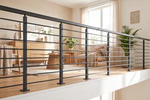 Balustradă din aluminiu gri antracit, 190 cm, pentru montare pe podea cu accesorii - KORAB 6