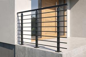 Balustradă din aluminiu gri antracit, 190 cm, pentru montare pe podea cu accesorii - KORAB 2