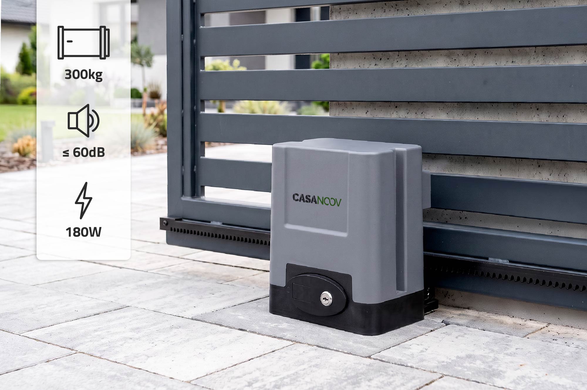 Moteur portail coulissant 300 kg VALTOR – Kit complet avec crémaillère, télécommandes, photocellules et lampe 3