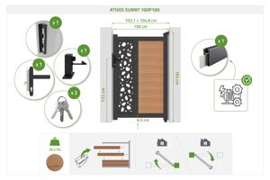 ATHOS SUNNY 1 m x 160 cm-es teakfa kompozit fa kapu alumínium kerettel 4