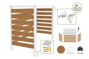 AROSO Abdeckung für Klimaanlage und Wärmepumpe aus Teakholz-Verbundmaterial, weißer Stahlrahmen – Größe M 4