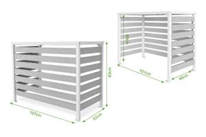AROSO Abdeckung für Klimaanlage und Wärmepumpe aus Teakholz-Verbundmaterial, weißer Stahlrahmen – Größe M 3