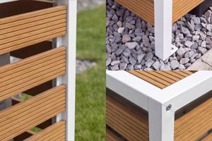AROSO Abdeckung für Klimaanlage und Wärmepumpe aus Teakholz-Verbundmaterial, weißer Stahlrahmen – Größe M 7