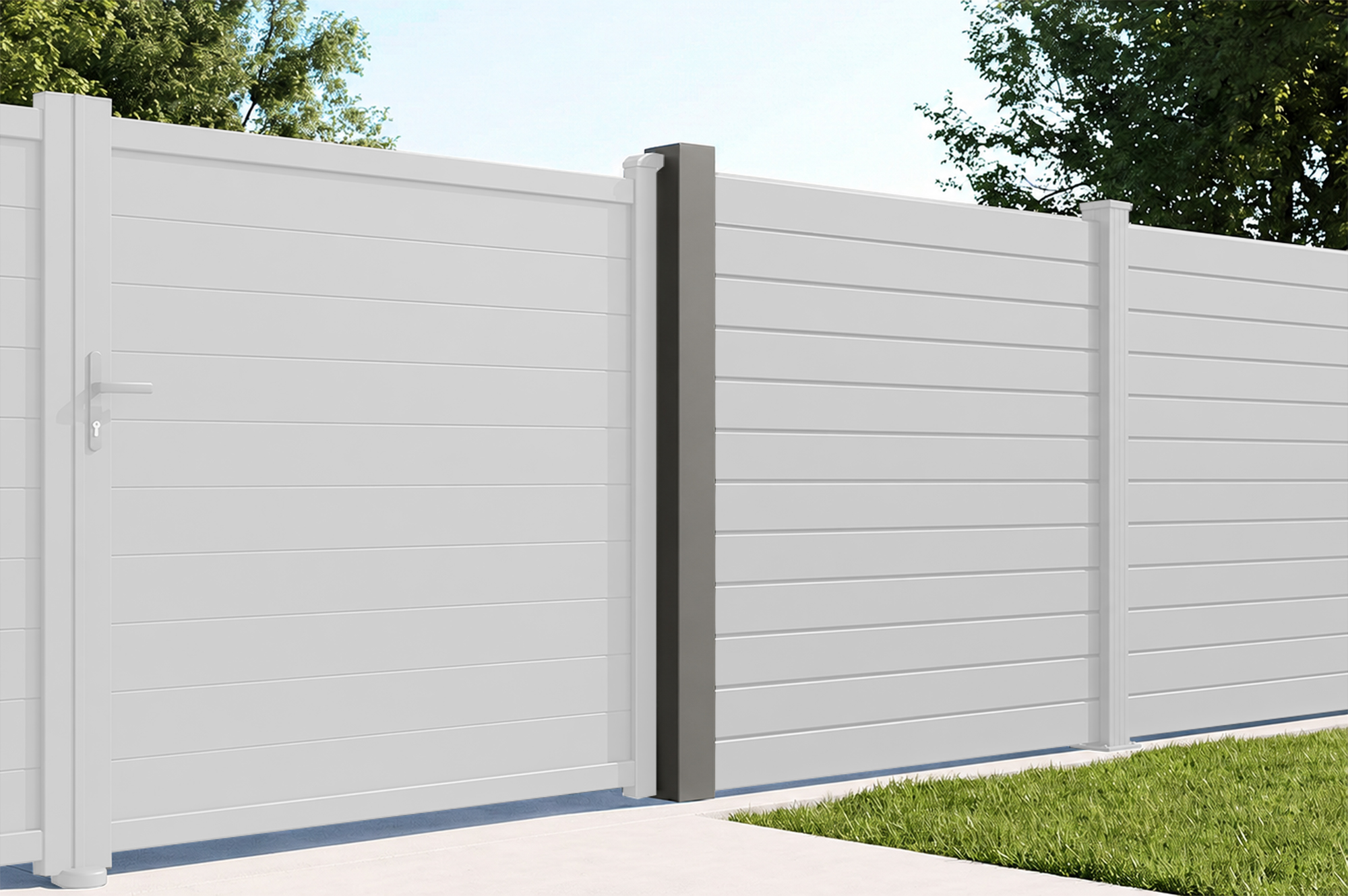 Set mit 2 ELDA-Pfosten 15x15cm Aluminium H.240cm Quarzgrau 10