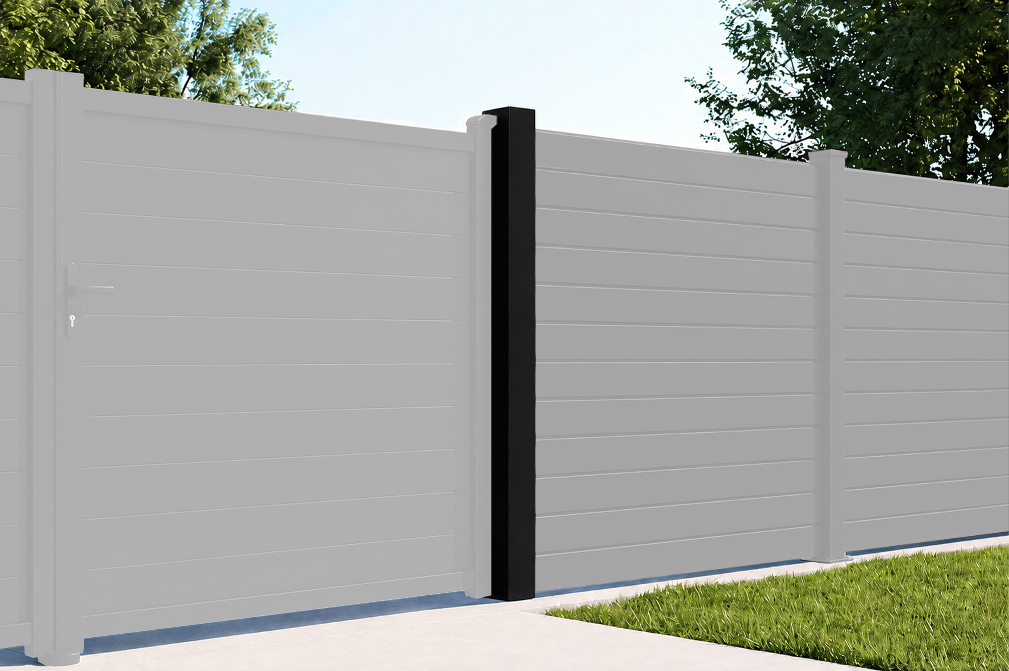 Set mit 2 ELDA-Pfosten 15x15cm Aluminium H.240cm schwarz 10