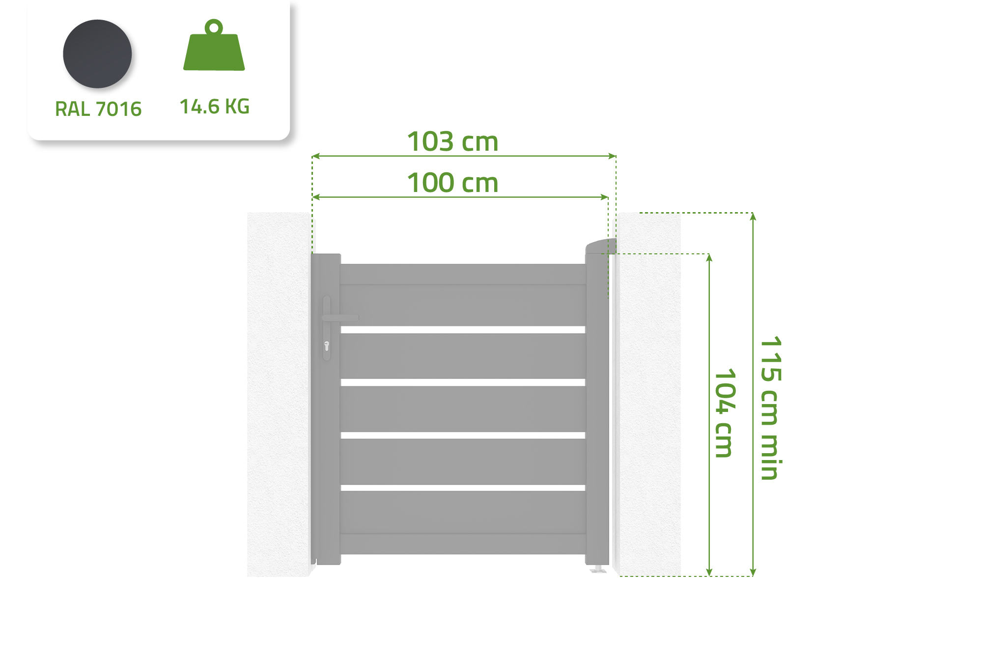 Aluminiumgrind grå antracit 1m VOGEL H.100cm 2