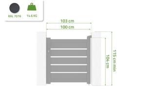 Aluminiumgrind grå antracit 1m VOGEL H.100cm 2