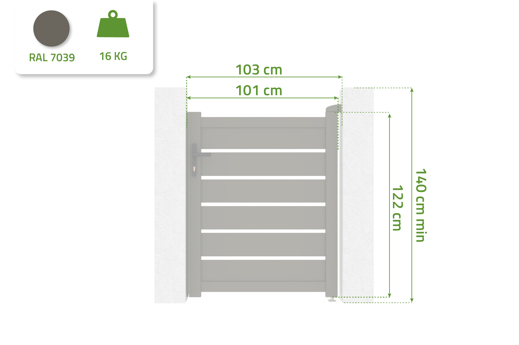 Portiță aluminiu gri cuarț 1m VOGEL H.120cm 2