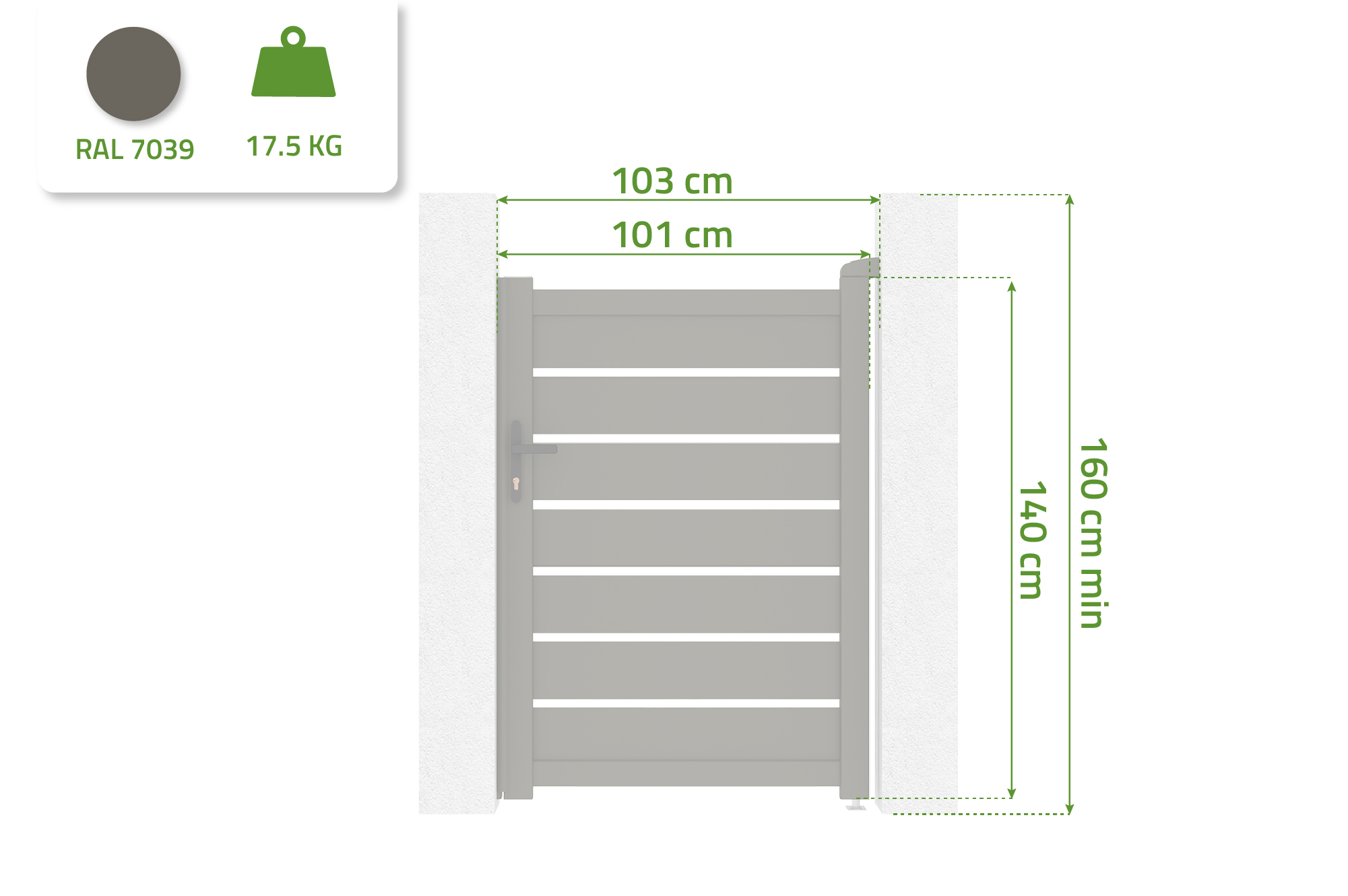 Aluminium poort grijs kwarts 1m VOGEL H.140cm 2
