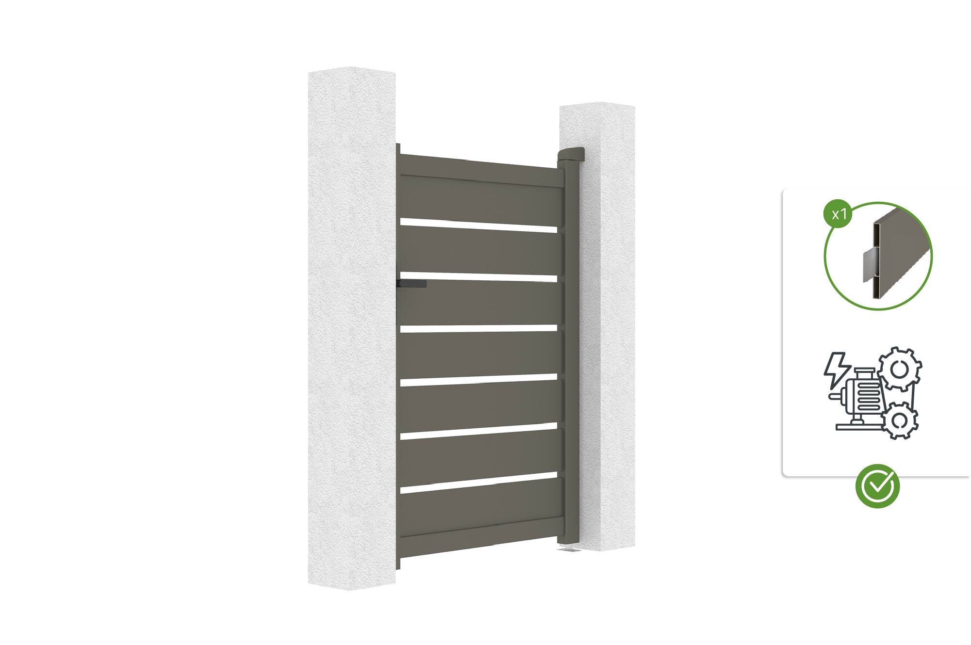 Aluminium poort grijs kwarts 1m VOGEL H.140cm 6