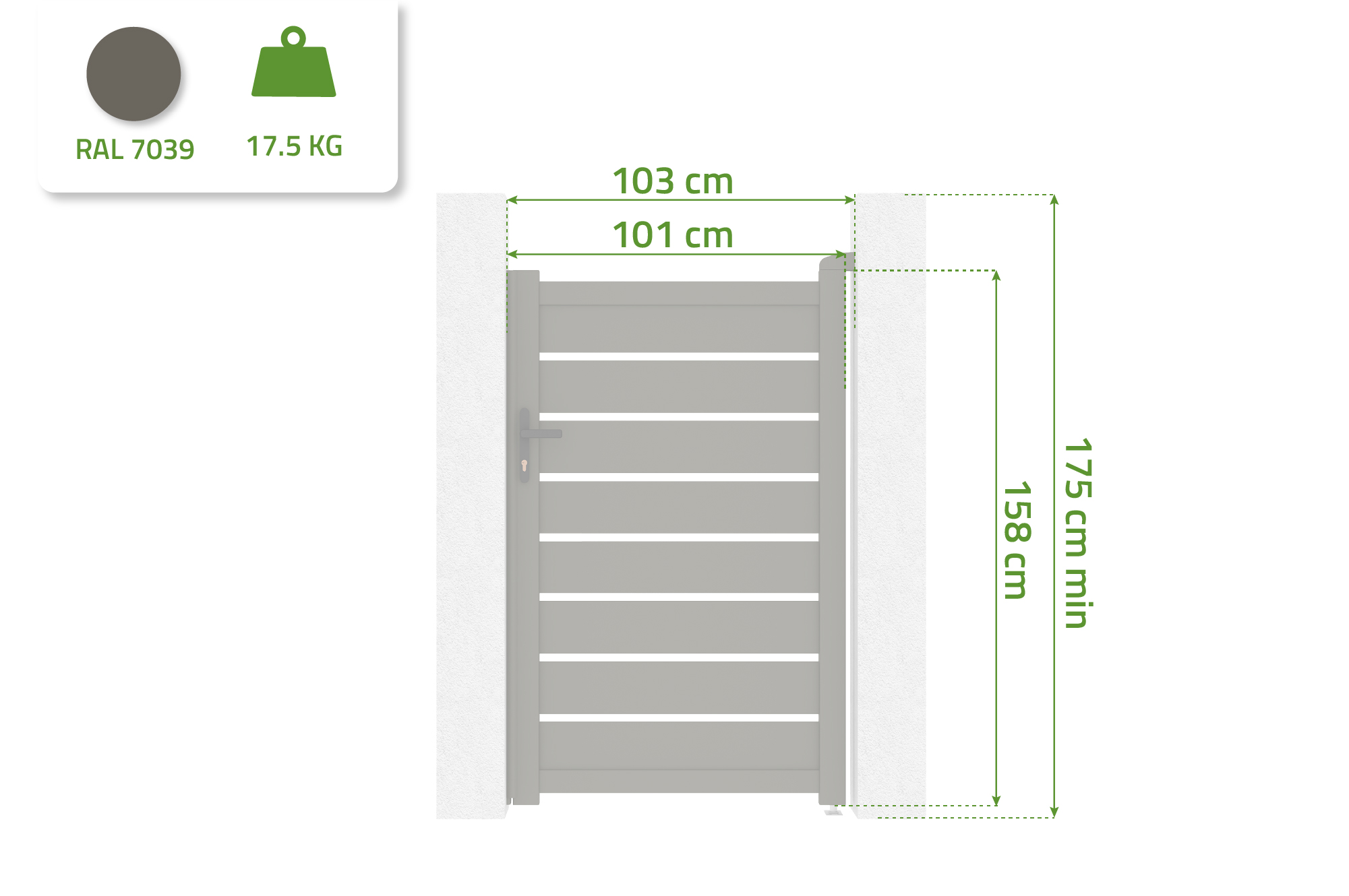 Poartă din aluminiu gri cuarț 1m VOGEL H.160cm 2