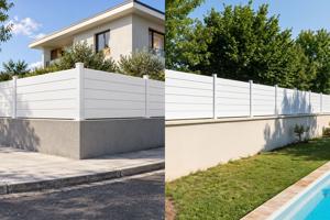 6m VANO V. 90cm bela aluminijasta ograja z žaluzijami na nizkem zidu 8