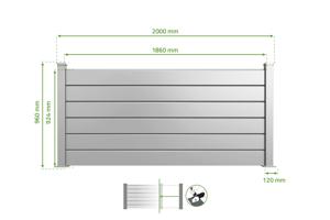 6m VANO V. 90cm bela aluminijasta ograja z žaluzijami na nizkem zidu 3