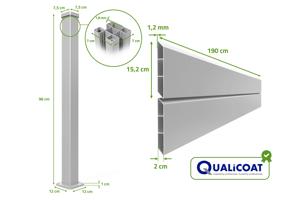 6m VANO V. 90cm bela aluminijasta ograja z žaluzijami na nizkem zidu 4